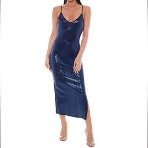 Bebe Women's Shimmering Blue Maxi Dress